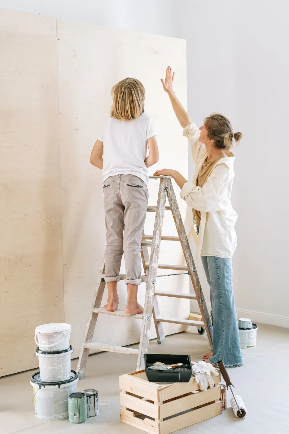 A family completing an everyday activity together